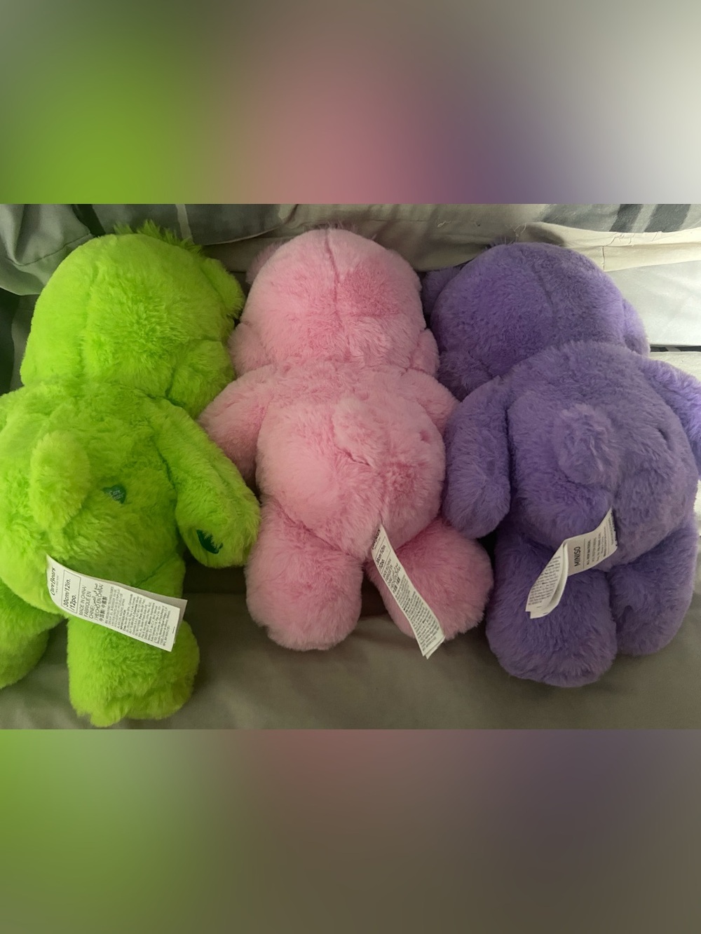 Lot of 3 Miniso Care Bear Plushies - Picture 2 of 8